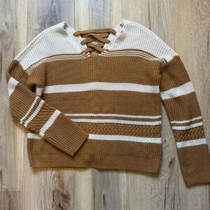 Pink Rose Cream and Brown Knit Sweater